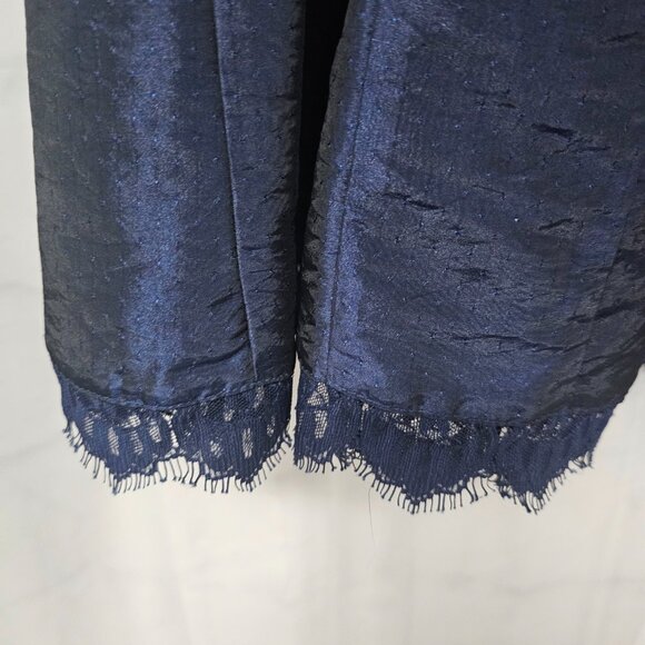 Lane Bryant Skirt Blue Satin Lace Coquette Whimsigoth A-line Pleated 14 - Picture 2 of 10